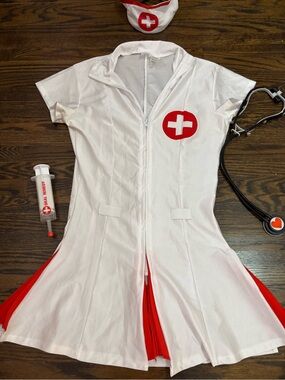 Cosplay Halloween Nurse Costume Mini Dress with accessories